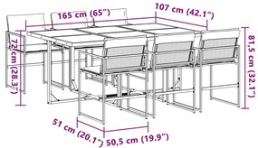 7 pcs conj. de jantar p/ jardim c/ almofadões textilene branco