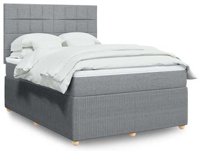 vidaXL Cama com molas/colchão 160x200 cm tecido cinzento-claro