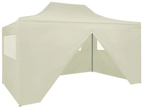vidaXL Tenda dobrável profissional festas 4 paredes 3x4m aço cor creme
