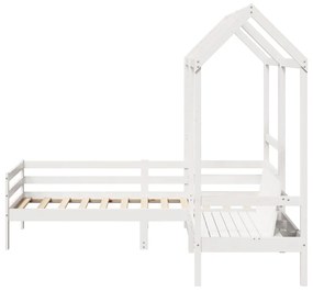 Conj. sofá-cama e banco c/ telhado 90x200cm pinho maciço branco