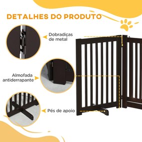 PawHut Barreira para Cães de Madeira Barreira para Animais de Estimaçã