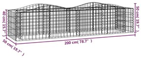 Canteiro elevado gabião arqueado 200x50x50 cm ferro galvanizado
