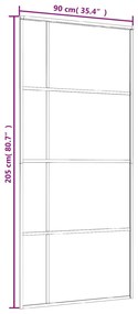 Porta deslizante vidro ESG fosco e alumínio 90x205 cm preto