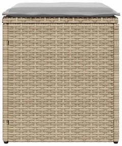 Bancos de jardim com almofadas 2 unid 40x40x43 cm vime PE bege