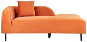 Chaise-longue à esquerda em veludo laranja LE CRAU Beliani