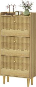 Sapateira,, Armário para Calçado, 60 x 24 x 128 cm, 3 Gavetas Basculantes, Cor Carvalho