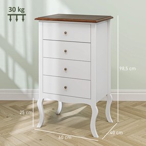Cómoda Amélie – 4 Gavetas – Estilo Francês com Pés Cabriolé – 60x40x98