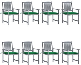 Cadeiras de jardim c/ almofadões 8 pcs acácia maciça cinzento
