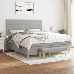 vidaXL Cama com molas/colchão 160x200 cm tecido cinzento-claro