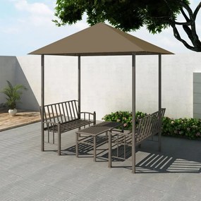 vidaXL Pérgula jardim c/ mesa/bancos 2,5x1,5x2,4m 180g/m² cinza-acast.