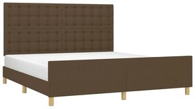 Estrutura de cama sem colchão 160x200 cm tecido castanho-escuro