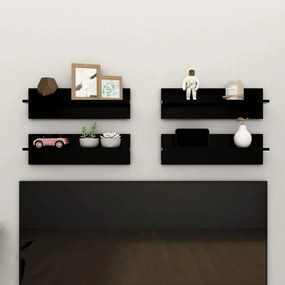 vidaXL Estantes de parede 4 pcs 60x11,5x18 cm contraplacado preto