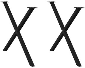 Pés para mesa de jantar em formato de X, 2 peças, preto, 90x (72-73) c