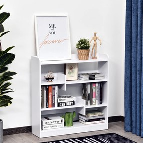 Estante de arrumação 90 x 24 x 91 cm, 4 prateleiras, 3 painéis traseiros branco