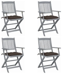 vidaXL Cadeiras exterior dobráveis c/ almofadões 4 pcs acácia maciça