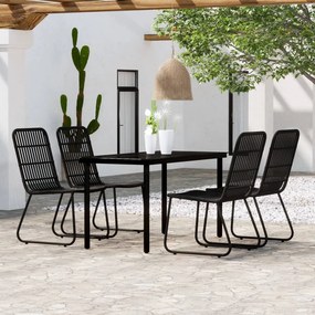 vidaXL 5 pcs Conjunto de jantar para jardim preto