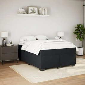 Cama com molas/colchão 140x200 cm veludo preto