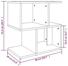 Mesa cabeceira 50x30x51,5 cm derivados madeira cinzento sonoma