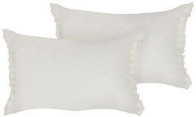 Conjunto de 2 almofadas decorativas em linho branco-creme 30 x 45 cm SASSAFRAS Beliani