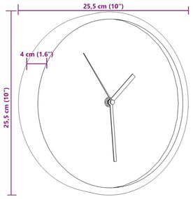 Relógio de parede Ø25,5 cm poliestireno e vidro rosa