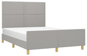 Estrutura de cama com cabeceira 140x200 cm tecido cinza-claro