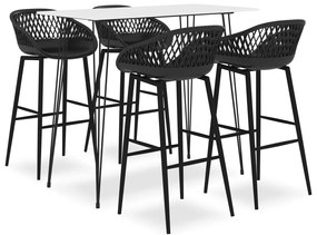 vidaXL 5 pcs conjunto de bar branco e preto