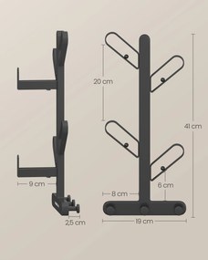 Conjunto de 2 Cabides de parede 13 x 19 x 41 cm Pretos