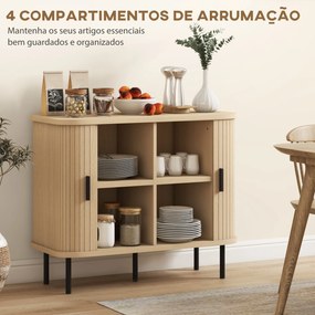 Aparador Astrid em Carvalho - 2 Portas de Correr e Compartimentos - 90