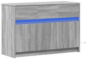Móvel de TV com luzes LED derivados de madeira cinzento sonoma