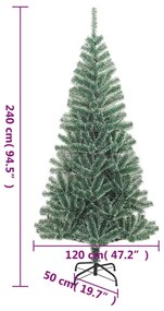 Árvore de Natal artificial com flocos de neve 240 cm verde