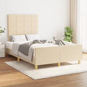 vidaXL Estrutura de cama sem colchão 120x200 cm tecido cor creme