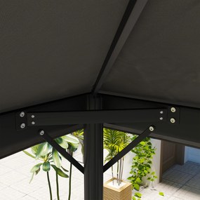 Lona de Substituição para Pérgola Lona de Pérgula 4x3 m (NÃO Incluída) Teto Duplo com Orifícios de Drenagem Poliéster 370 g/㎡ Cinza