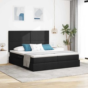 vidaXL Cama com luzes de tira LED Preto 180 x 200 cm tecido