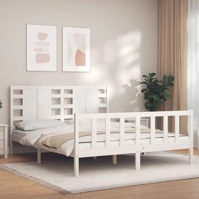 Estrutura de cama King Size com cabeceira madeira maciça branco