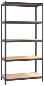 Estante 5 prateleiras 2 pcs madeira processada/aço antracite