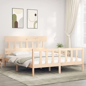 vidaXL Estrutura de cama King Size com cabeceira madeira maciça