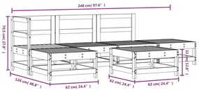 6 pcs conjunto lounge de jardim madeira de douglas maciça