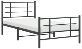 Estrutura de cama com cabeceira e pés 107x203 cm metal preto