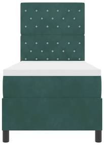 Cama Box Spring vidaXL com Colchão e LED Verde Escuro 80x200 cm Veludo