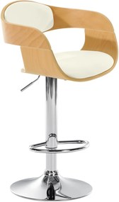 Banco de bar Kingston em couro sintético 50 x 88-102 x 48 cm Natural + Branco