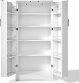 Armário de cozinha multifuncional, porta dupla com compartimento de arrumação, 60x35x128 cm, Branco| AOSOM Portugal