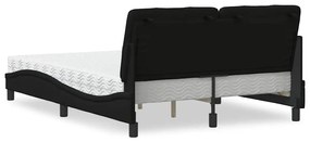 Cama com colchão 140x200 cm tecido preto