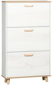 HOMCOM Sapateira Moderna com 3 Gavetas Abatíveis para 12 Pares de Sapatos e Prateleira Ajustável 70x23,5x122cm Branco Envelhecido