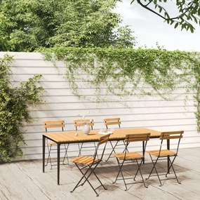vidaXL Cadeiras de jardim dobráveis 6 pcs aço e madeira acácia maciça