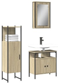 vidaXL 3 pcs conj. móveis casa banho derivados madeira carvalho sonoma
