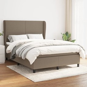 vidaXL Cama com molas/colchão 140x200 cm tecido castanho-acinzentado