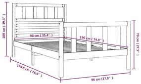 Estrutura de cama solteiro 90x190 cm madeira maciça preto