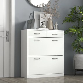 Sapateira Estreito com 2 Compartimentos e 2 Gavetas para 12 Pares de Sapatos 80x30x91,5 cm Branco