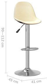 Bancos de bar 2 pcs tecido cor creme