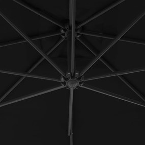 Guarda-sol cantilever com poste de aço 250x250 cm preto